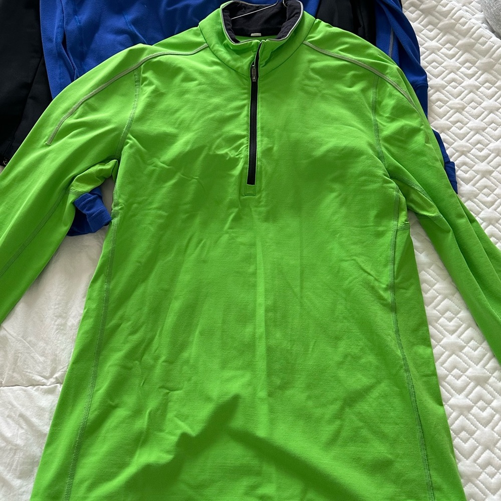 Lululemon Surge Warm 1/2 1/4 Zip Neon Green Stretch Men’s